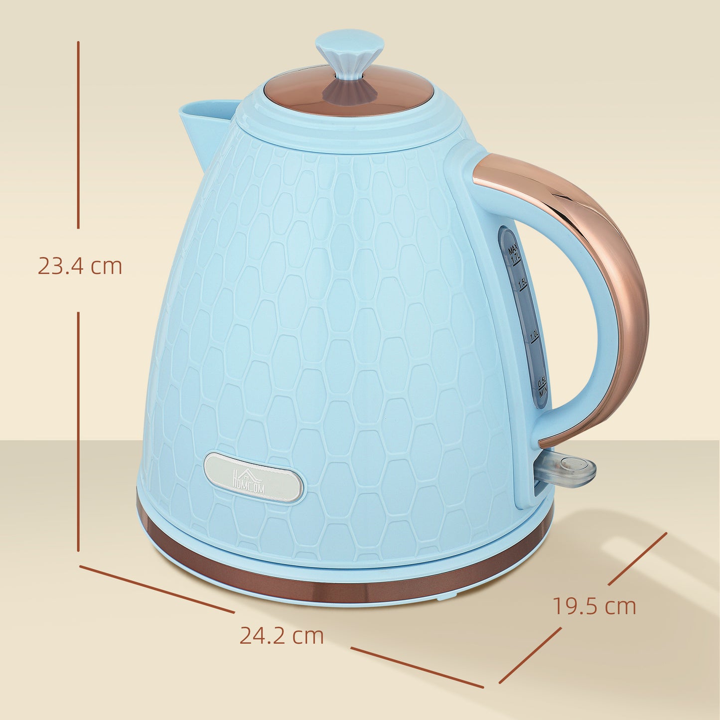 Electric Kettle, Fast Boil, 1.7L, 3kW, Auto Shut-off, Light Blue