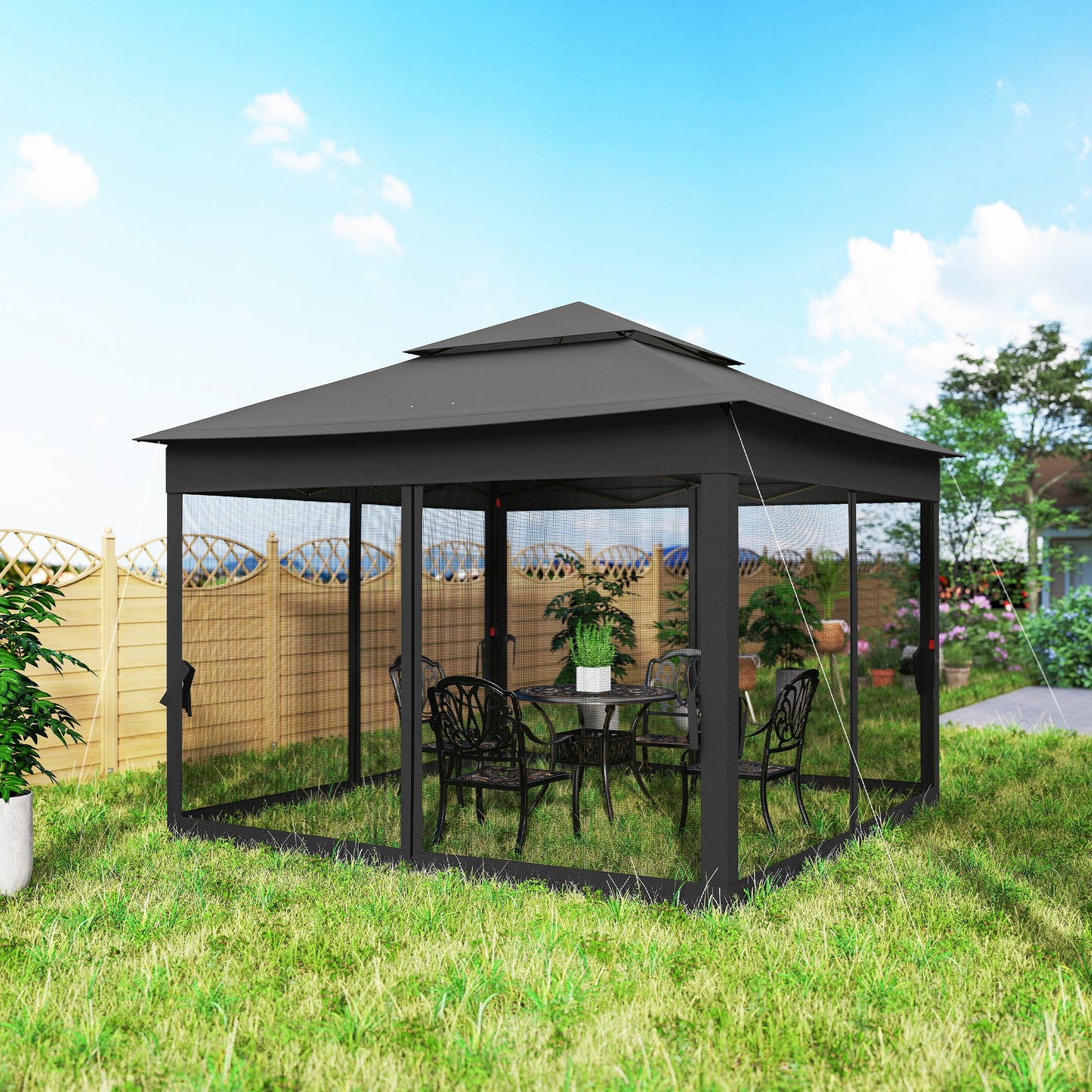 Garden Folding Tent Heavy Duty Pop Up Gazebo for Party Black