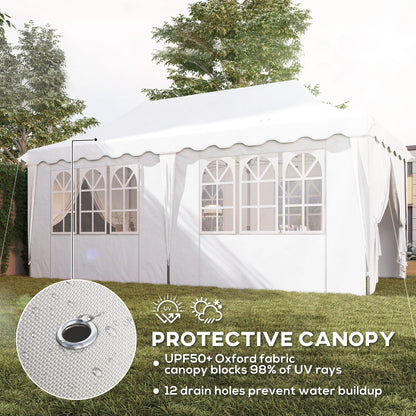 3 x 6m Pop Up Gazebo with Sides and Carry Bag, UPF50+, White
