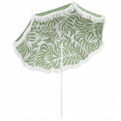 1.8 m Beach Umbrella Parasol with Sand Anchor, 30 Tilt, Green