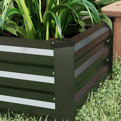 Set of 2 Galvanised Raised Garden Bed for Flowers, Herbs and Vegetables