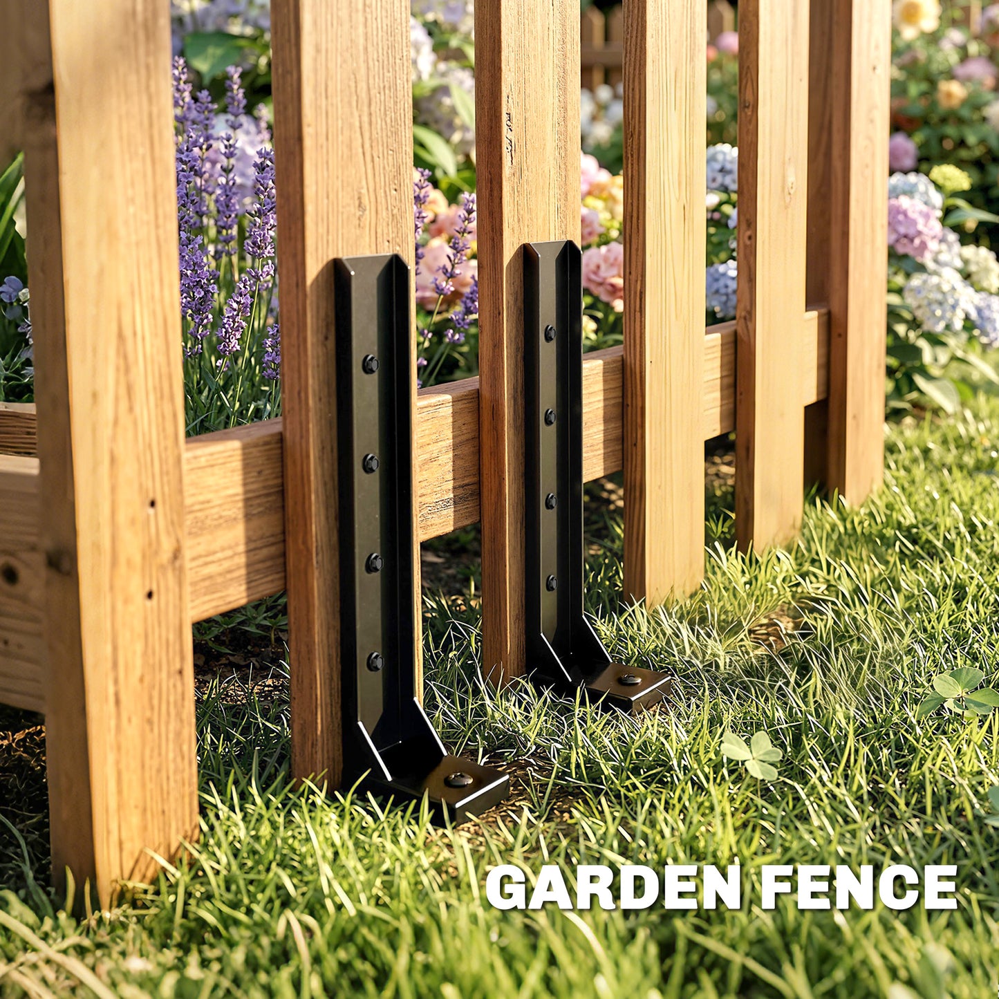 2 Pack Fence Post Repair Kit, Metal Fence Post Support with Drill