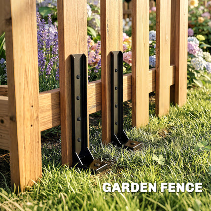 2 Pack Fence Post Repair Kit, Metal Fence Post Support with Drill