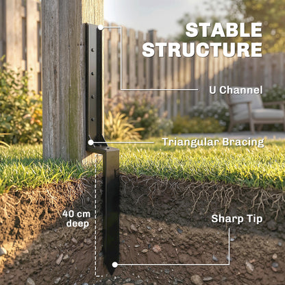 2 Pack Fence Post Repair Kit, Metal Fence Post Support with Drill