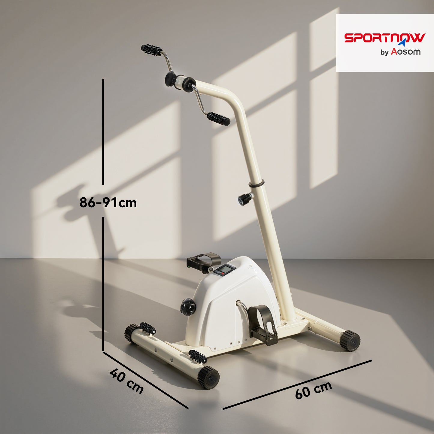 Seated Pedal Exerciser with Dual Massage and LCD Display, White