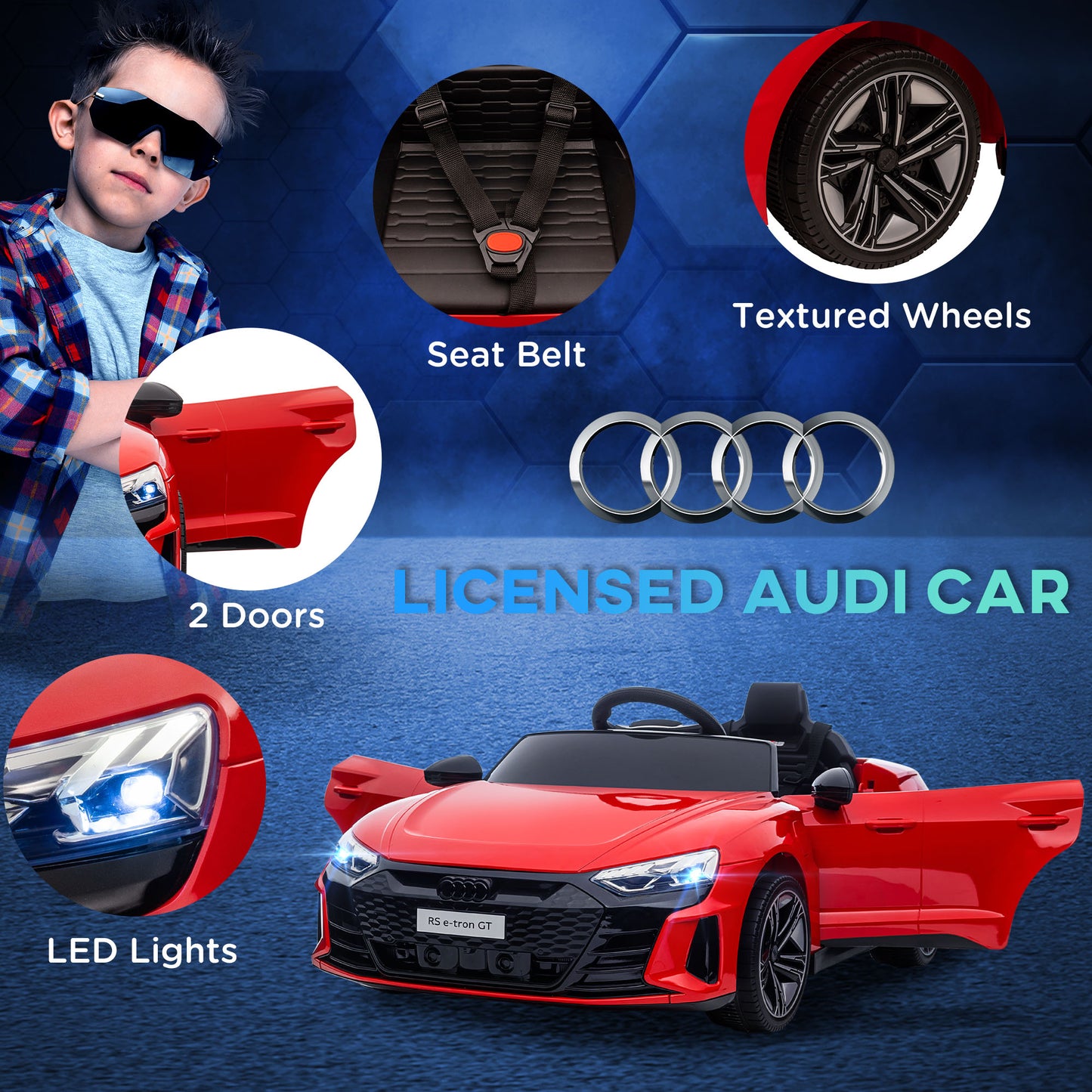 Audi RS e-tron GT Licensed 12V Kids Electric Ride on W/ Remote, Red