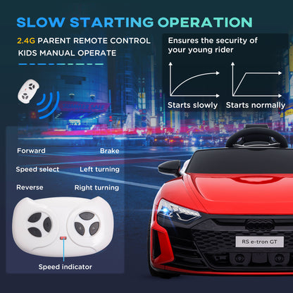 Audi RS e-tron GT Licensed 12V Kids Electric Ride on W/ Remote, Red