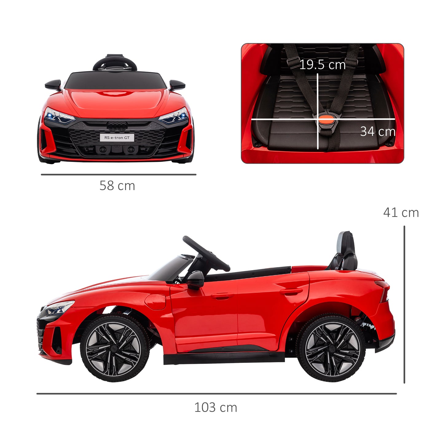 Audi RS e-tron GT Licensed 12V Kids Electric Ride on W/ Remote, Red