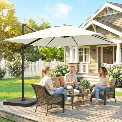 2.4 x 2.4 m Cantilever Parasol w/ Umbrella Weights, Cream White
