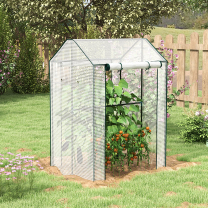 Greenhouse with 2 Roll-up Doors and Vent Holes, 100x80x150cm