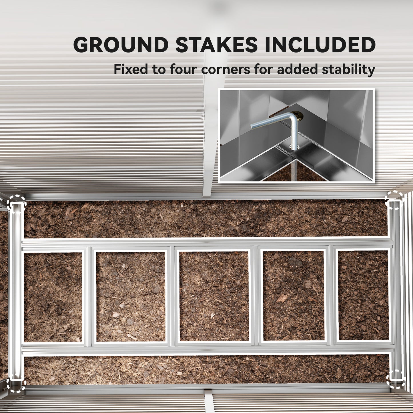 5 x 9ft Galvanised Metal Garden Shed with Foundation Kit, Brown