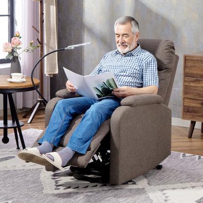 Linen Fabric Electric Recliner Chair with Remote Control, Brown