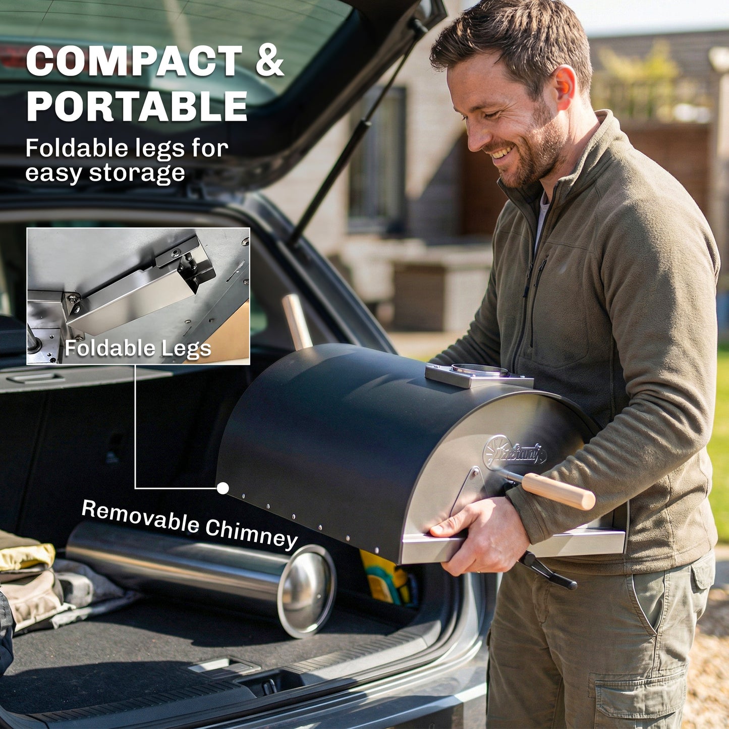 Outdoor Pizza Oven Portable w/ 12" Rotating Stone