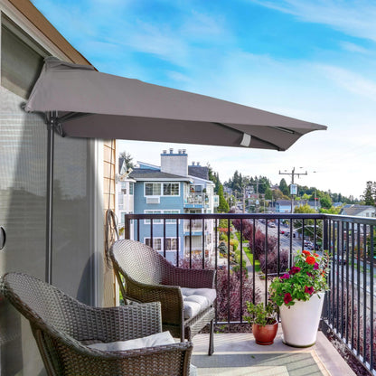 Balcony Half Parasol Semi Round Umbrella Patio Crank Handle (2.3m, Grey)- NO BASE INCLUDED