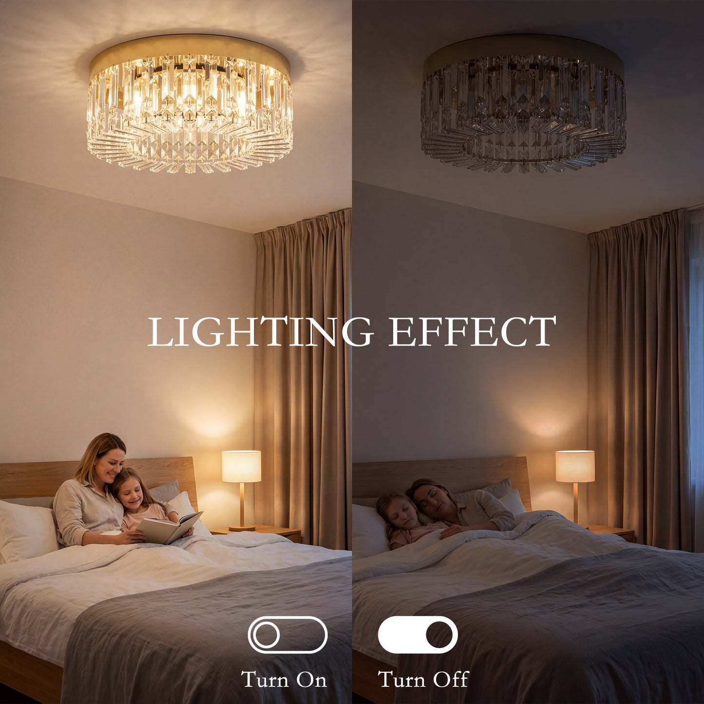 Crystal Ceiling Light with 225 Crystal Pendants, Gold Tone