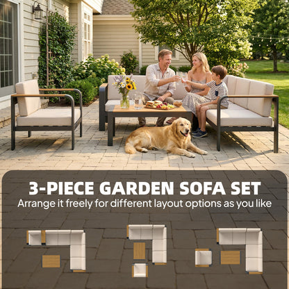 Garden Furniture Set with L-Shaped Sofa, Armchair and Table