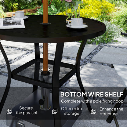 90 cm Garden Dining Table, Round Garden Table with Parasol Hole