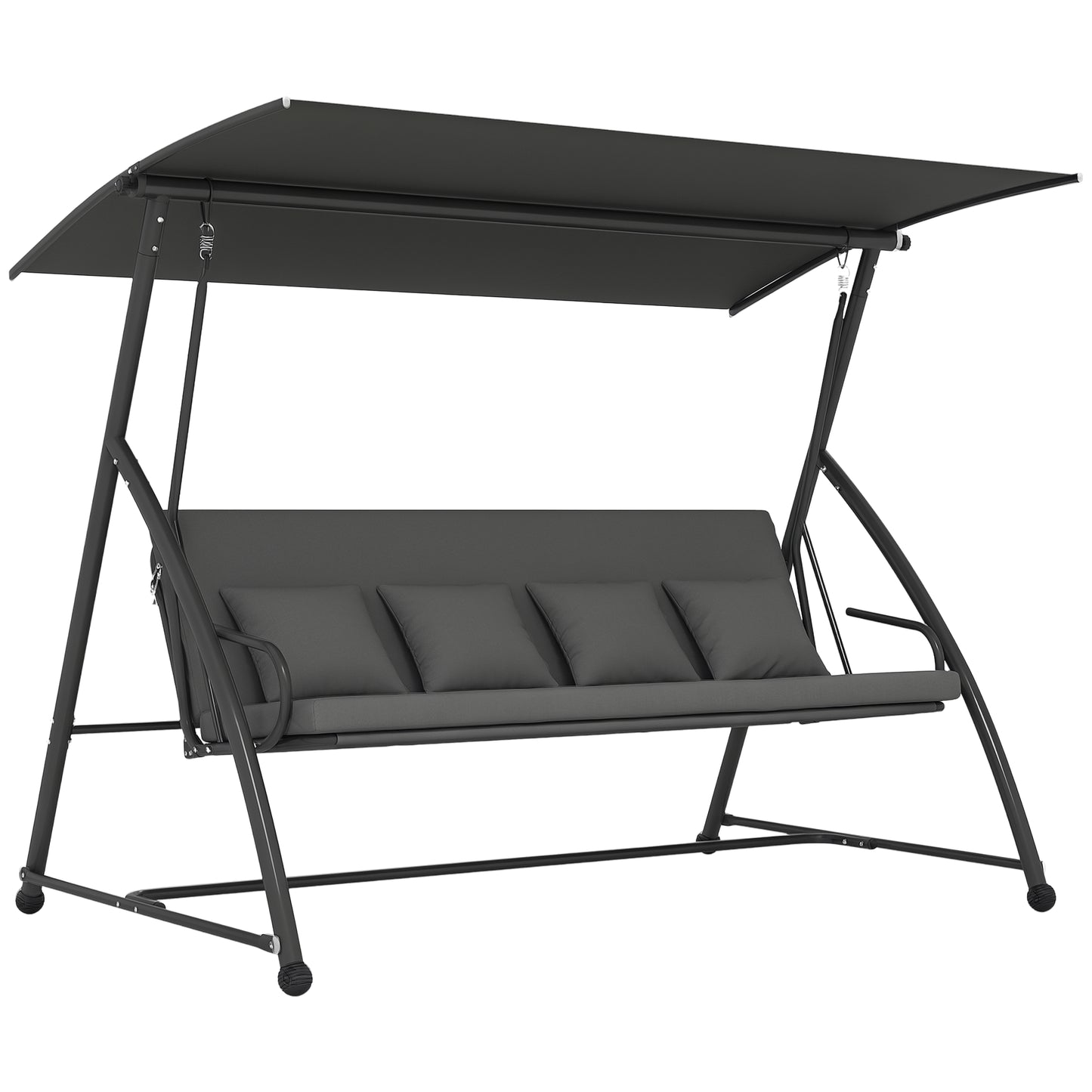 2-in-1 Swing Chair 3 Seater Hammock Cushion Bed Tilt Canopy Grey