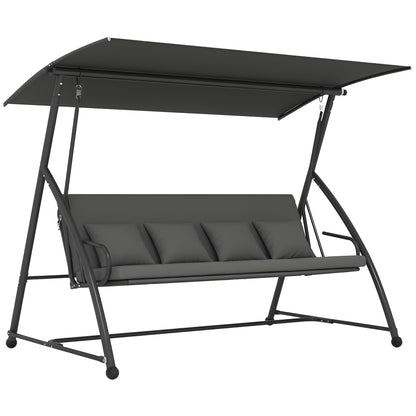 2-in-1 Swing Chair 3 Seater Hammock Cushion Bed Tilt Canopy Grey