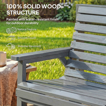 Wood Garden Furniture Set w/ Parasol Hole, Detachable Table, Grey
