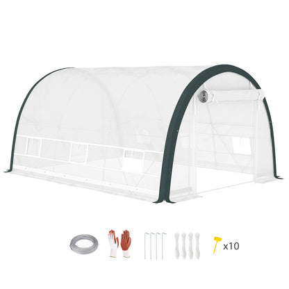 Walk-in Tunnel Greenhouse, Upgraded Structure, Mesh Door & Windows