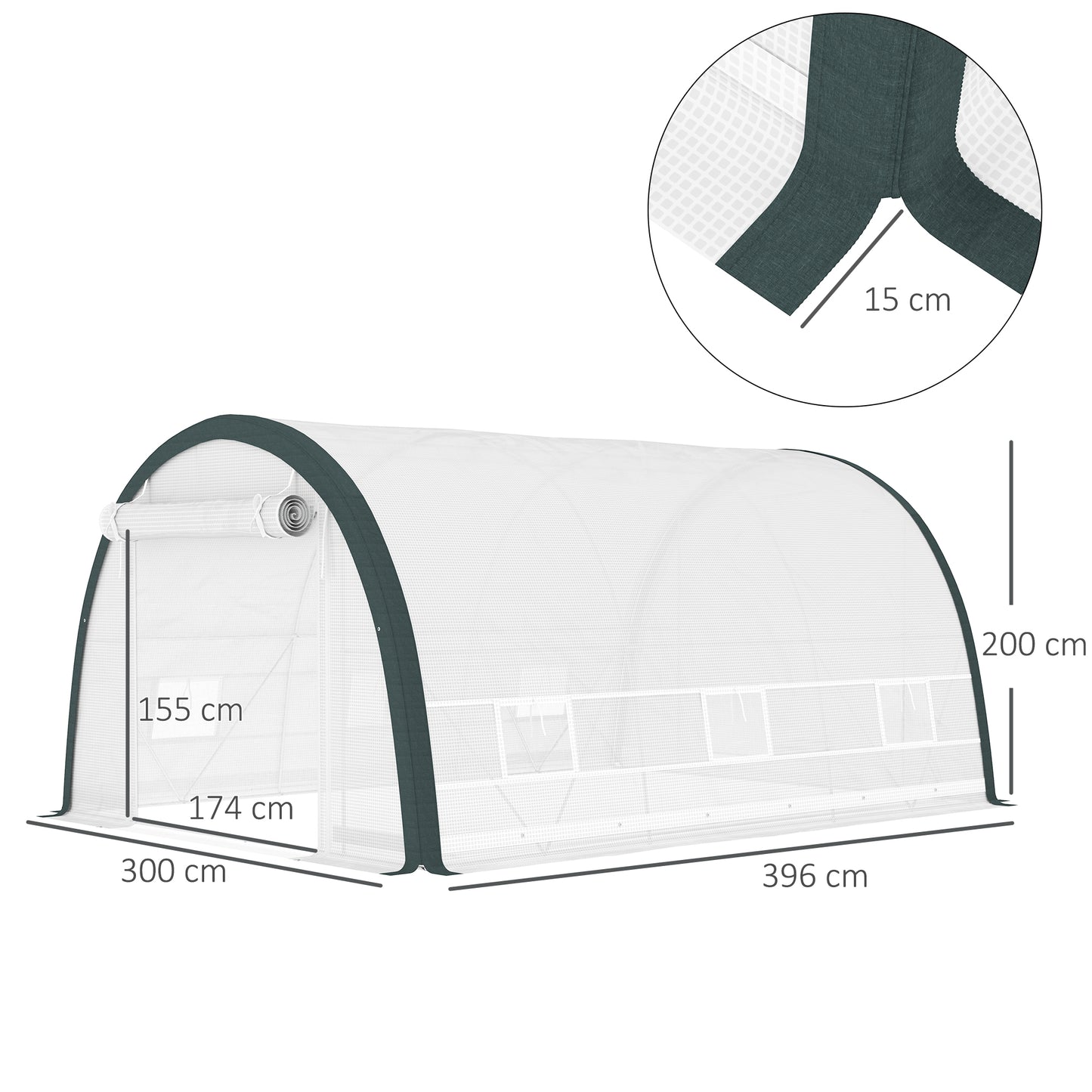 Walk-in Tunnel Greenhouse, Upgraded Structure, Mesh Door & Windows