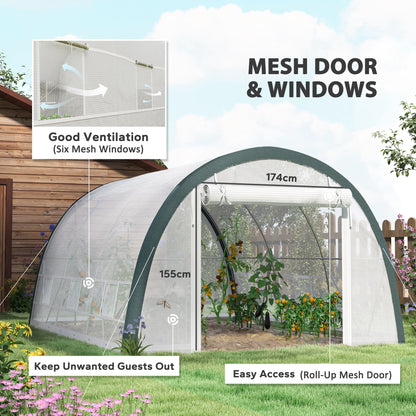 Walk-in Tunnel Greenhouse, Upgraded Structure, Mesh Door & Windows