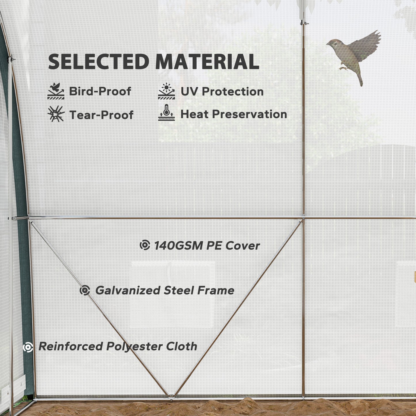 Walk-in Tunnel Greenhouse, Upgraded Structure, Mesh Door & Windows