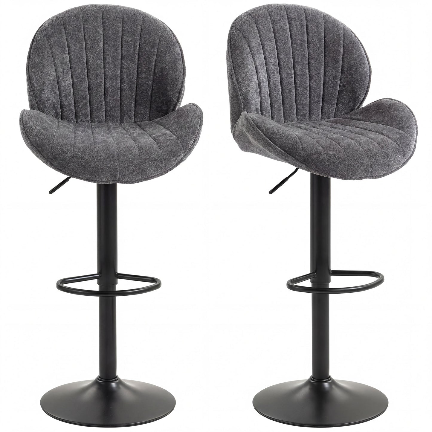 Modern Bar Stools Set of 2, Swivel Counter Height Barstools, Grey