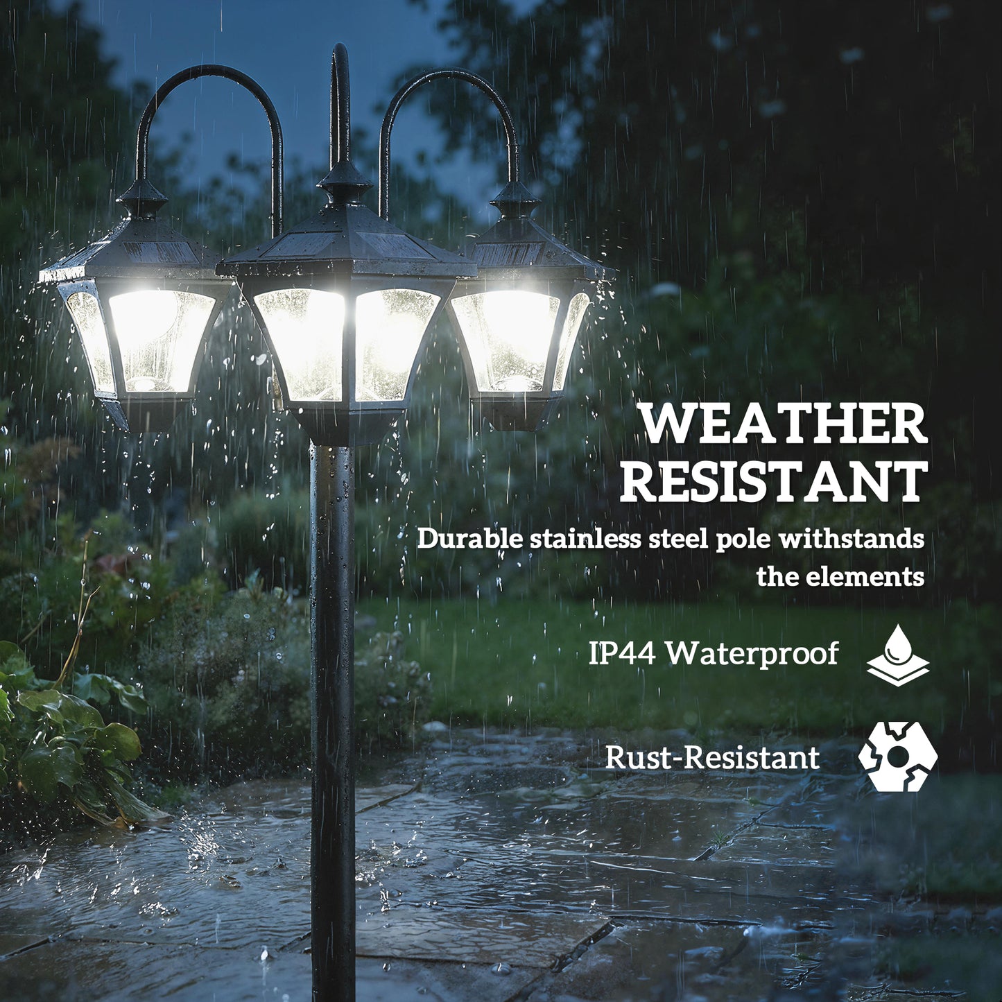 Solar Lamp Post Dusk-to-Dawn Sensor 185 cm Black