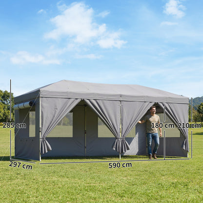 3 x 6 m Pop Up Gazebo, UPF50+ Wedding Party Tent Marquee, Dark Grey