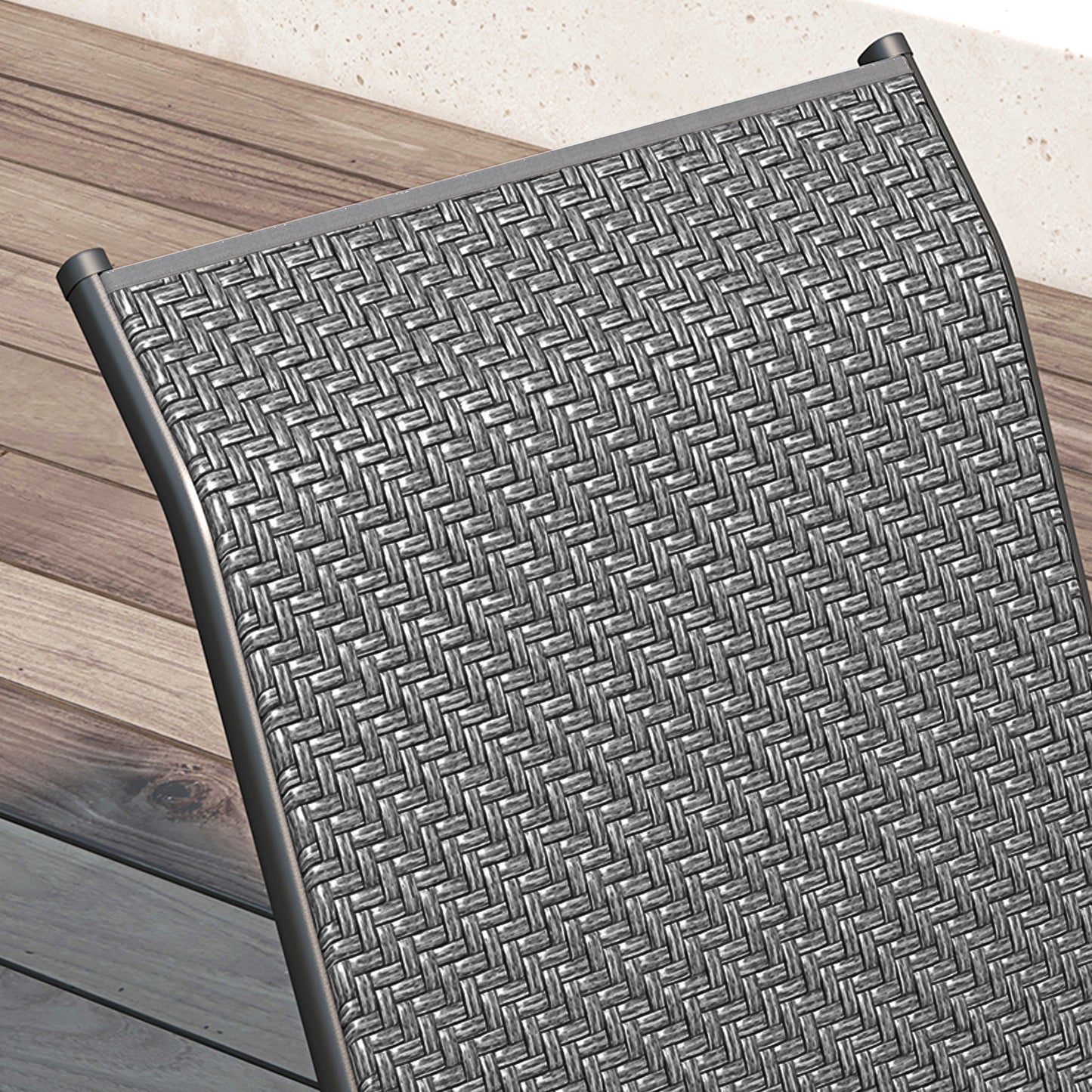 Stackable Outdoor Rattan Chairs Set of 4 with Armrests and Backrest, Grey