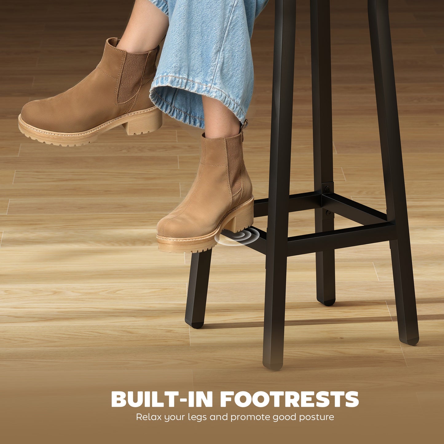 Barstools, Breakfast Bar Stools with Footrest, Rustic Brown