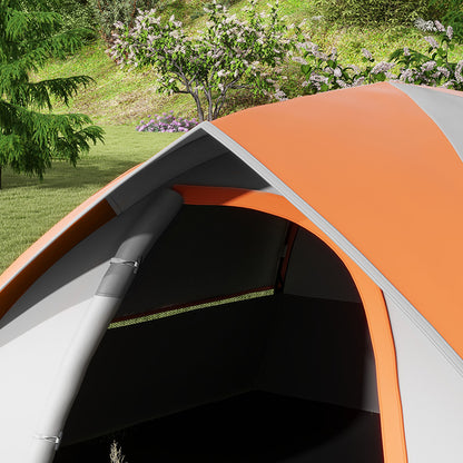 2 Man Camping Tent w/ Sewn-in Groundsheet, 3000mm Waterproof, Orange