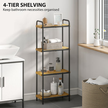 4-Tier Bamboo Bathroom Shelf, Freestanding Shelving Unit, Natural