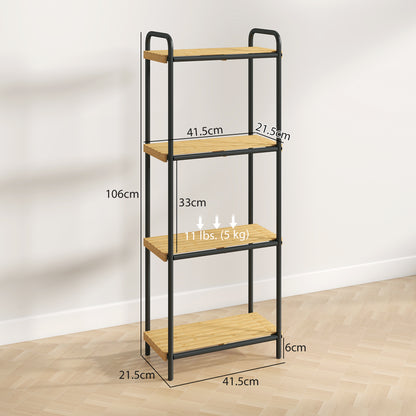 4-Tier Bamboo Bathroom Shelf, Freestanding Shelving Unit, Natural