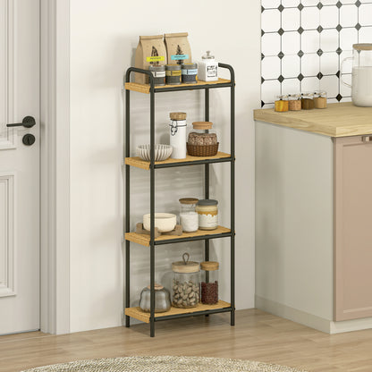 4-Tier Bamboo Bathroom Shelf, Freestanding Shelving Unit, Natural
