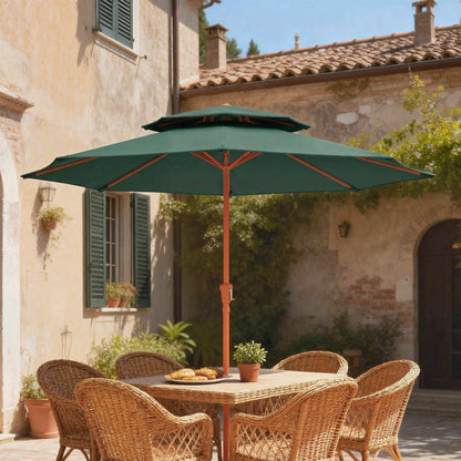 2.7 m Garden Parasol with Double Top, Green