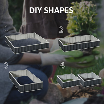 Metal Raised Garden Bed No Bottom DIY Large Planter Box w/ Gloves