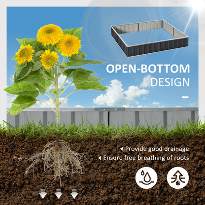 Metal Raised Garden Bed No Bottom DIY Large Planter Box w/ Gloves