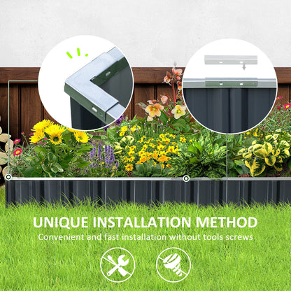 Metal Raised Garden Bed No Bottom DIY Large Planter Box w/ Gloves