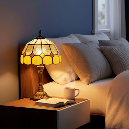 Tiffany-Style Table Lamp for Bedroom, Bulb not Included, Orange