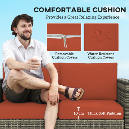 Rattan Wicker 2-seat Sofa Loveseat Padded Garden Furniture Grey