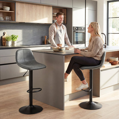 Bar Stools Set of 2, Modern Swivel Barstools for Dining Room, Grey