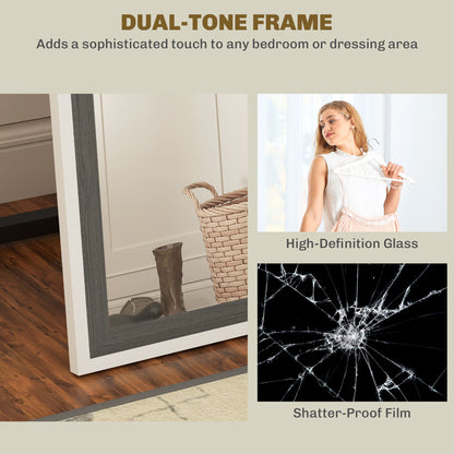 Full Length Mirror, Standing Leaning Wall, 163 x 53 cm, Grey
