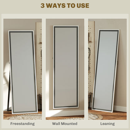 Full Length Mirror, Standing Leaning Wall, 163 x 53 cm, Grey