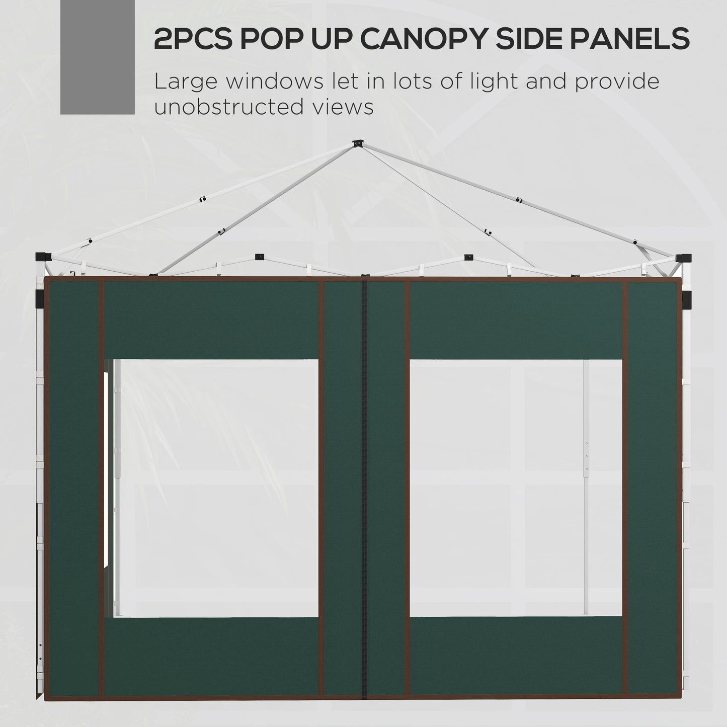 Gazebo Side Panels, 2 Pack Sides Replacement, for 3x3(m) or 3x6m Pop Up Gazebo, with Doors and Windows, Green