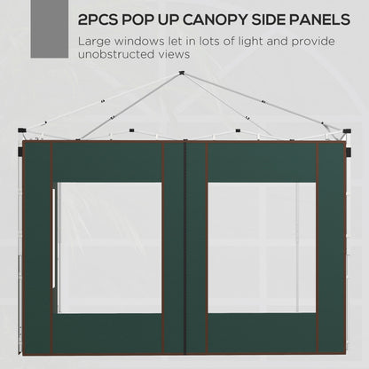 Gazebo Side Panels, 2 Pack Sides Replacement, for 3x3(m) or 3x6m Pop Up Gazebo, with Doors and Windows, Green