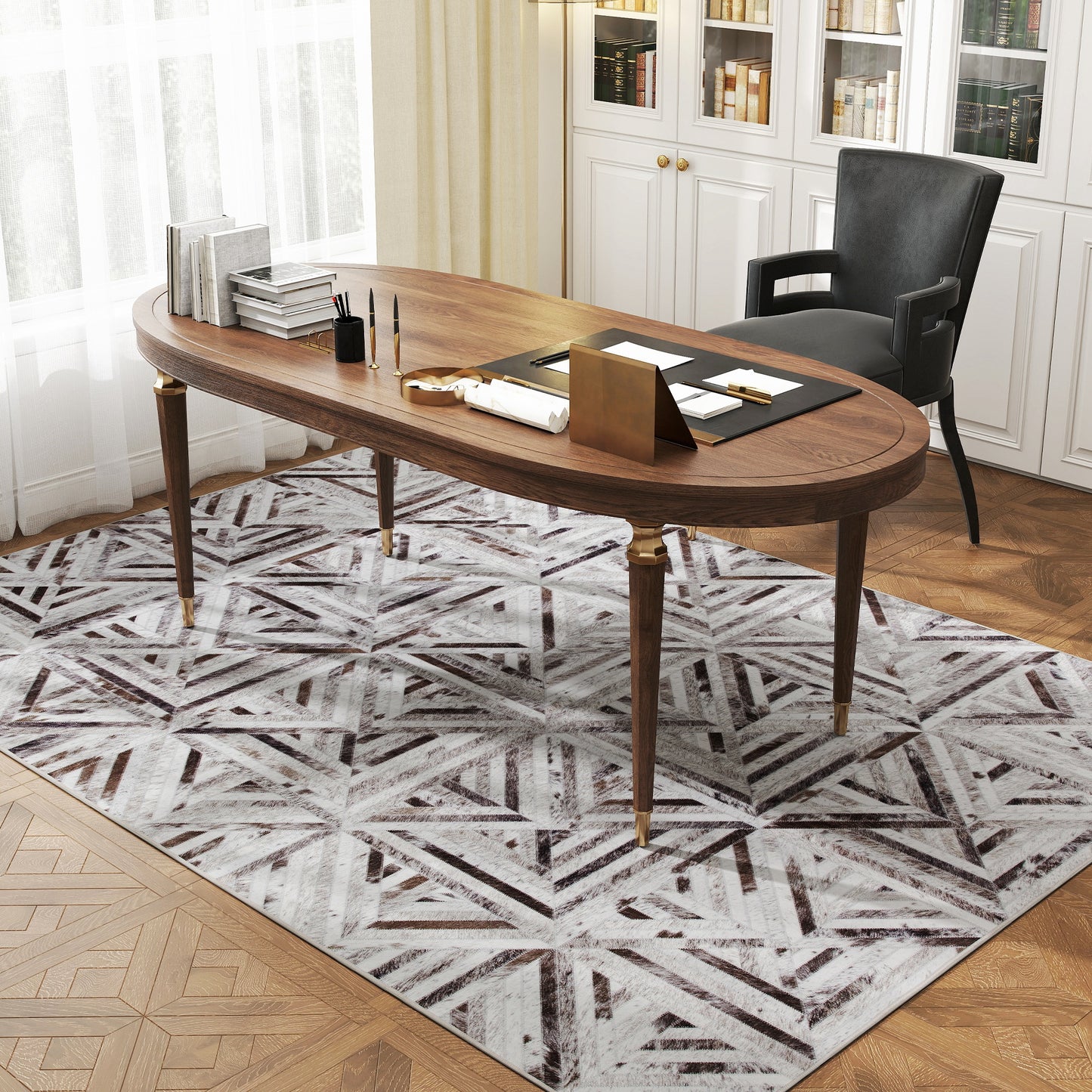 Non-Slip Washable Rug, Chenille Floor Carpet for Living Room, Brown