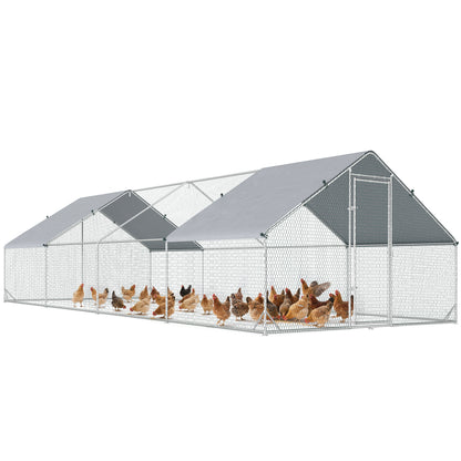 Walk In Chicken Run Large galvanised Chicken Coop w/ Cover 3 x 8 x 2m